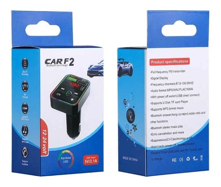 Transmisor De Carro Fm M9 Bluetooth Microsd Usb 3.1amp Carga