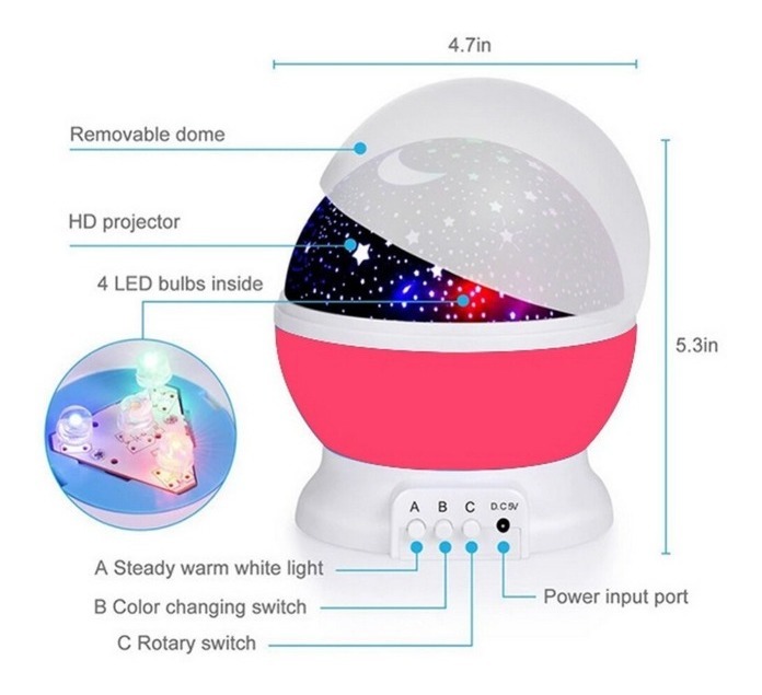 Lampara Proyector De Estrellas Rotativa 360 Grados
